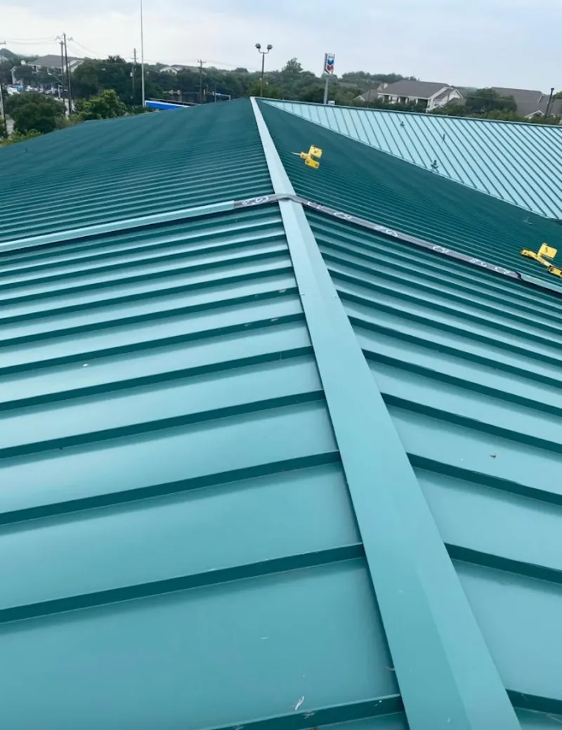 Green commercial metal roof ridge and valley for Metal Roof Repair in Five Forks